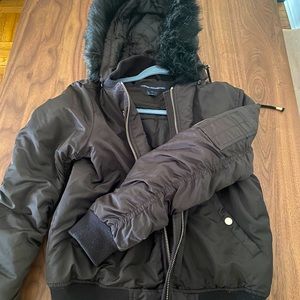 Black hooded jacket